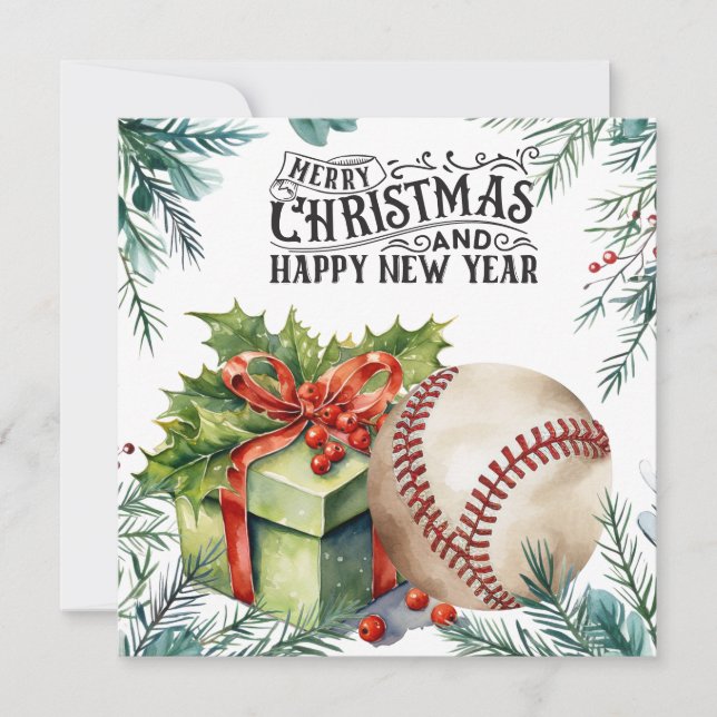 Baseball Christmas  Holiday Card (Front)