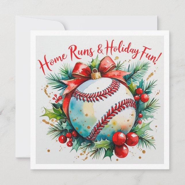 Baseball Christmas  Holiday Card (Front)