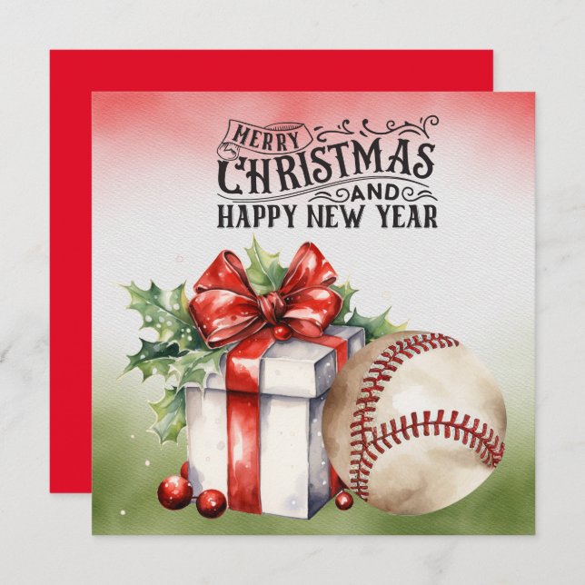 Baseball Christmas  Holiday Card (Front/Back)