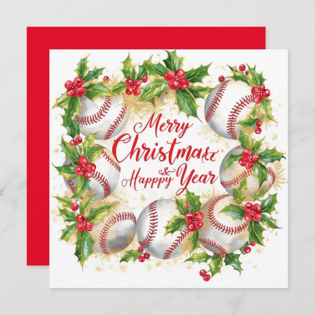 Baseball Christmas  Holiday Card (Front/Back)