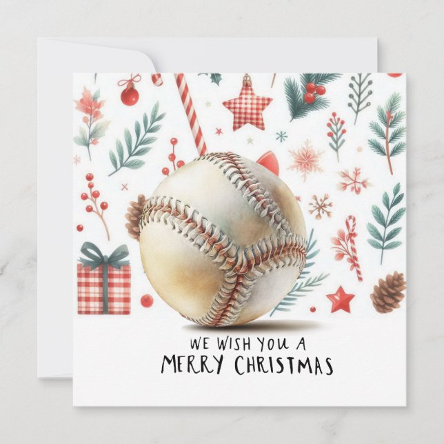 Baseball Christmas  Holiday Card (Front)