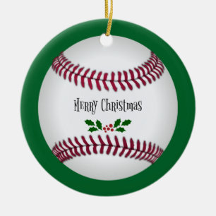 Baseball Christmas, holiday design, Ceramic Ornament