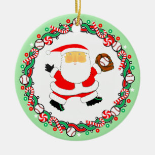 Baseball Christmas Holiday Gift Ceramic Ornament