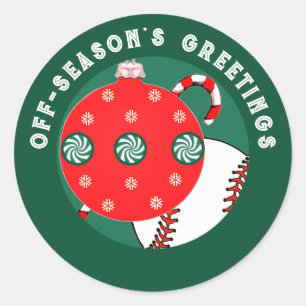 Baseball Christmas Holiday Gift Stickers