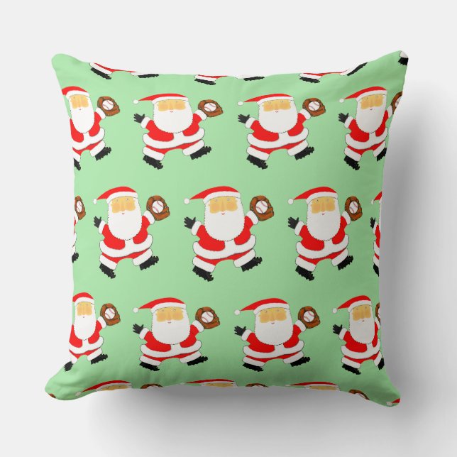 Baseball Christmas Holiday Gift Throw Pillow (Front)