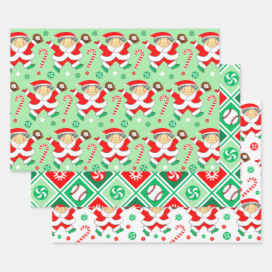 Baseball Christmas Holiday Gift Wrapping Paper