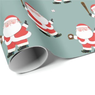 Baseball Christmas Holiday Gift Wrapping Paper