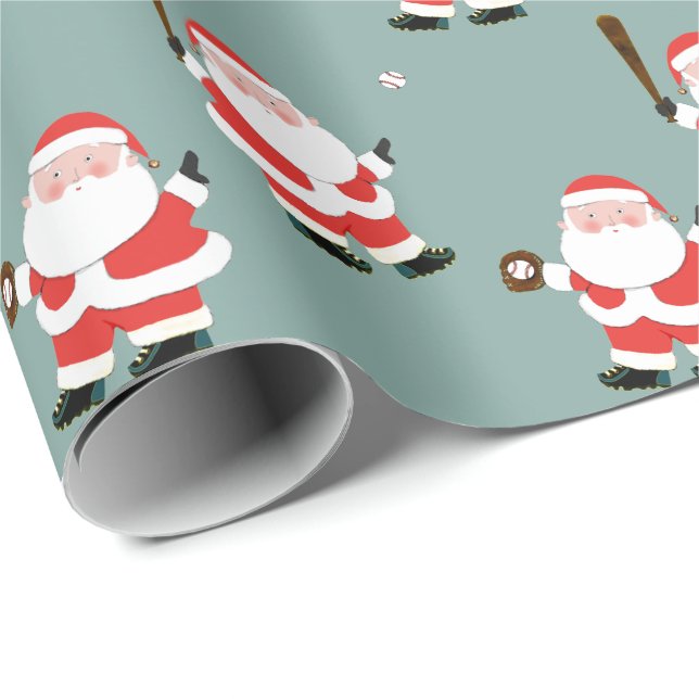 Baseball Christmas Holiday Gift Wrapping Paper (Roll Corner)