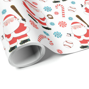 Baseball Christmas Holiday Gift Wrapping Paper