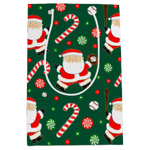 Baseball Christmas Holiday Medium Gift Bag