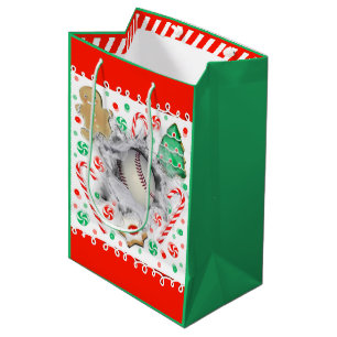 Baseball Christmas Holiday Medium Gift Bag