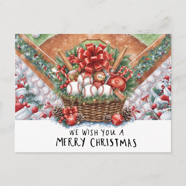 Baseball Christmas  Holiday Postcard (Front)