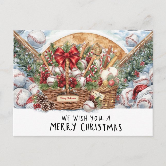 Baseball Christmas  Holiday Postcard (Front)