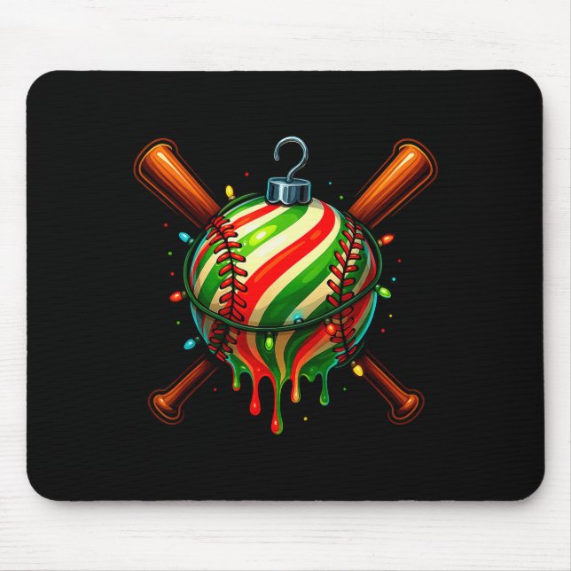 Baseball Christmas Ice Cream Drip Baseball Dripng  Mouse Pad (Front)