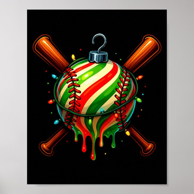 Baseball Christmas Ice Cream Drip Baseball Dripng  Poster (Front)