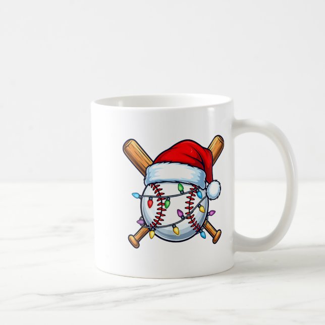 Baseball Christmas Lights Santa Christmas Baseball Coffee Mug (Right)