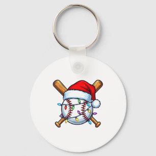 Baseball Christmas Lights Santa Christmas Baseball Keychain