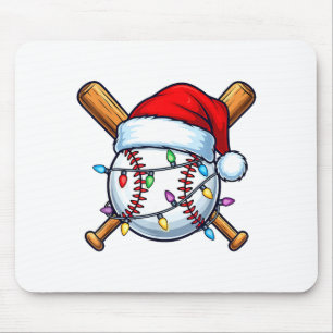 Baseball Christmas Lights Santa Christmas Baseball Mouse Pad