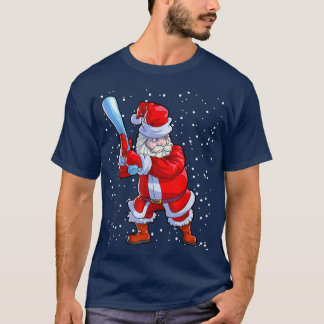 Baseball Christmas  Men Boys Softball Santa Claus  T-Shirt