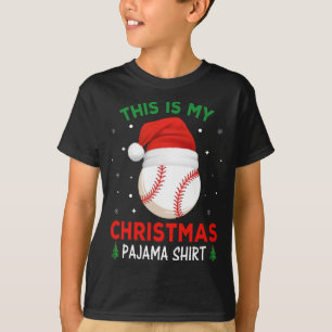 Baseball Christmas Pajama Santa Hat T-Shirt
