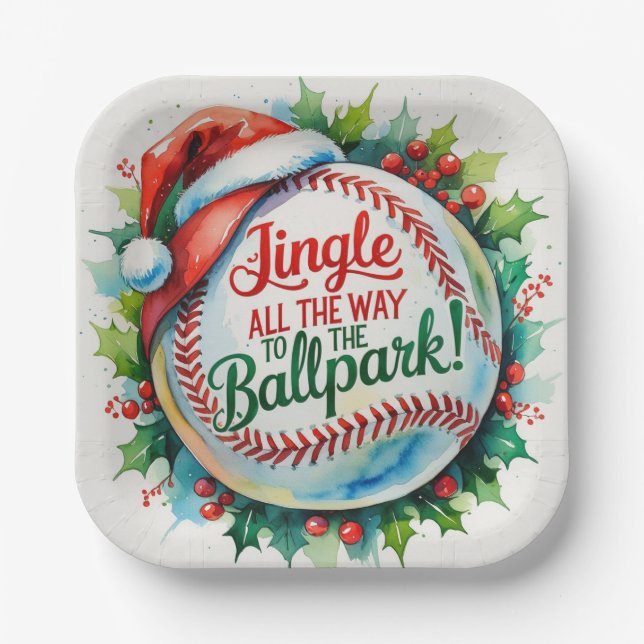 Baseball Christmas  Paper Plate (Front)