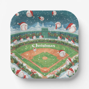 Baseball Christmas  Paper Plate