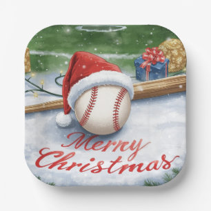Baseball Christmas  Paper Plate