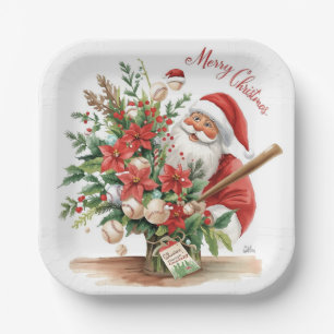 Baseball Christmas  Paper Plates