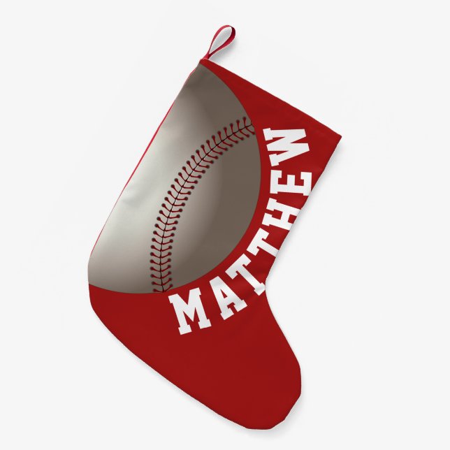 Baseball Christmas Personalized Name Small Christmas Stocking (Front (Hanging))
