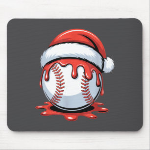 Baseball Christmas Santa Hat Dripng Festive Holida Mouse Pad