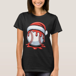 Baseball Christmas Santa Hat Dripng Festive Holida T-Shirt
