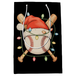 Baseball Christmas Santa Hat Xmas Holiday Season Medium Gift Bag