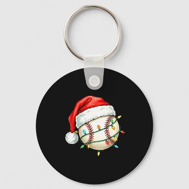 Baseball Christmas Shirt Funny Santa Hat Srt Men K Keychain (Front)