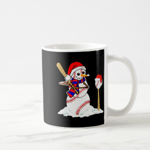 Baseball Christmas Snowman Playing Baseball Coffee Mug
