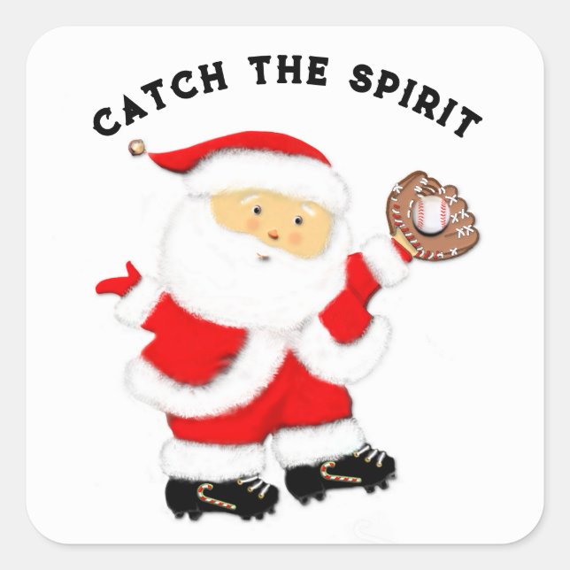 Baseball Christmas Square Sticker (Front)