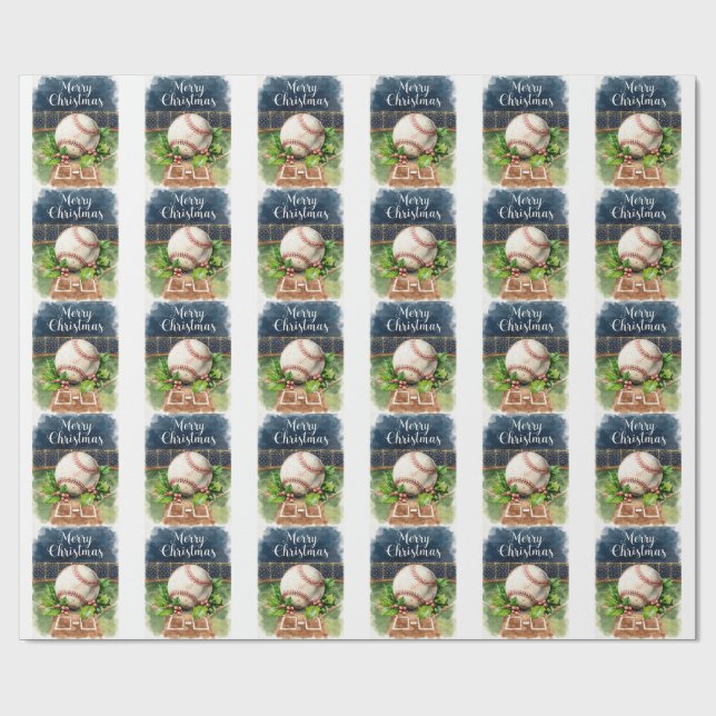 Baseball Christmas themed at stadium  Wrapping Paper (Flat)
