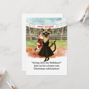 Baseball Christmas themed for Cat lovers Invitation