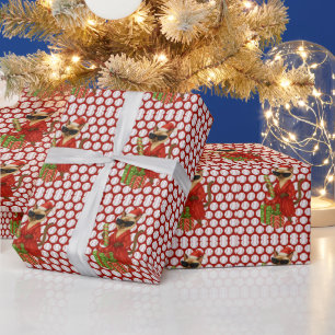 Baseball Christmas themed for Cat Lovers  Wrapping Paper