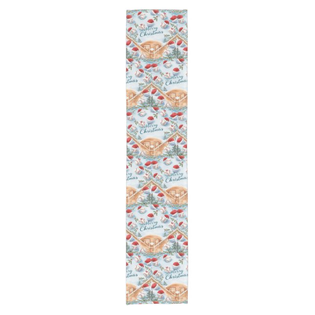 Baseball Christmas themed for player  Short Table Runner (Front)