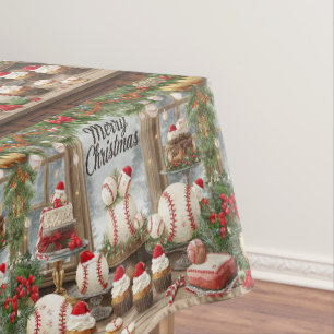 Baseball Christmas themed for player  Tablecloth