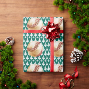 Baseball Christmas themed for Player  Wrapping Paper
