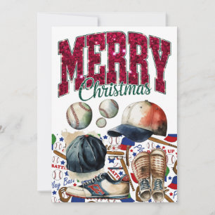 Baseball Christmas themed Holiday Card