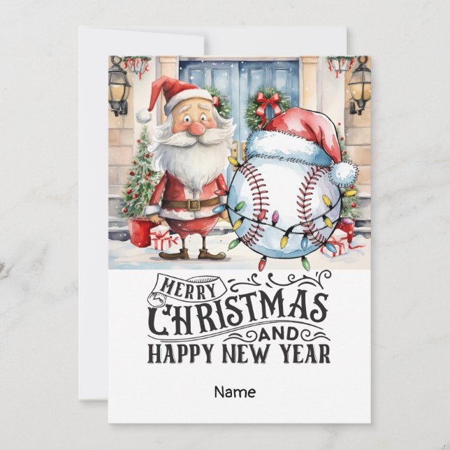 Baseball Christmas themed  Holiday Card (Front)