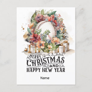 Baseball Christmas themed  Holiday Postcard