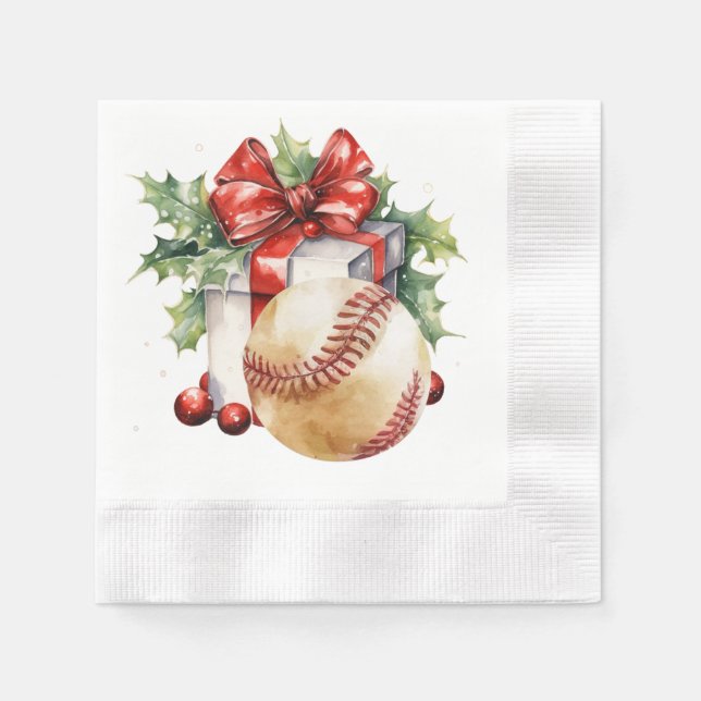 Baseball Christmas themed Napkin (Front)