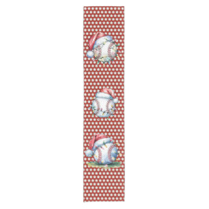 Baseball Christmas themed  Short Table Runner