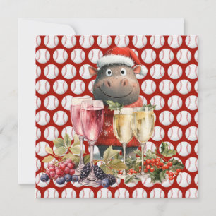 Baseball Christmas themed with Hippo Holiday Card