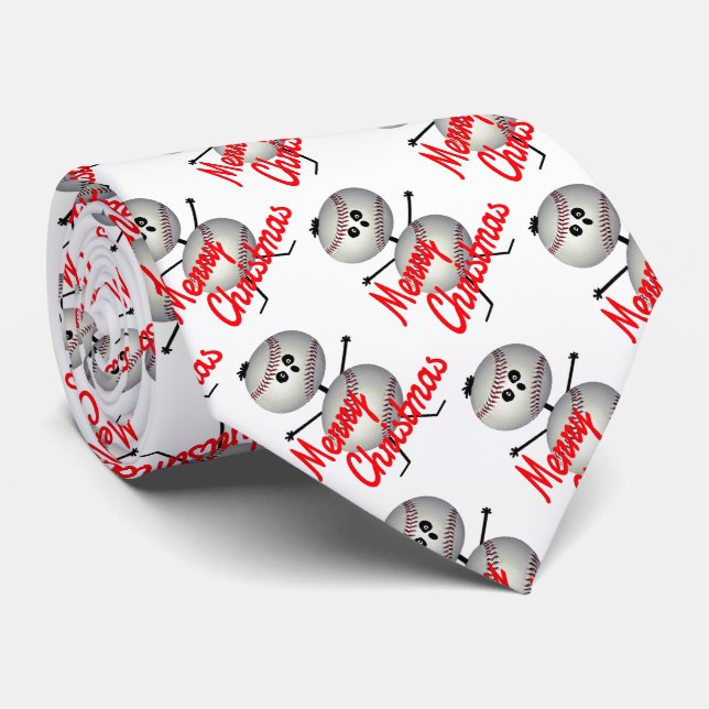 Baseball Christmas Tie (Rolled)