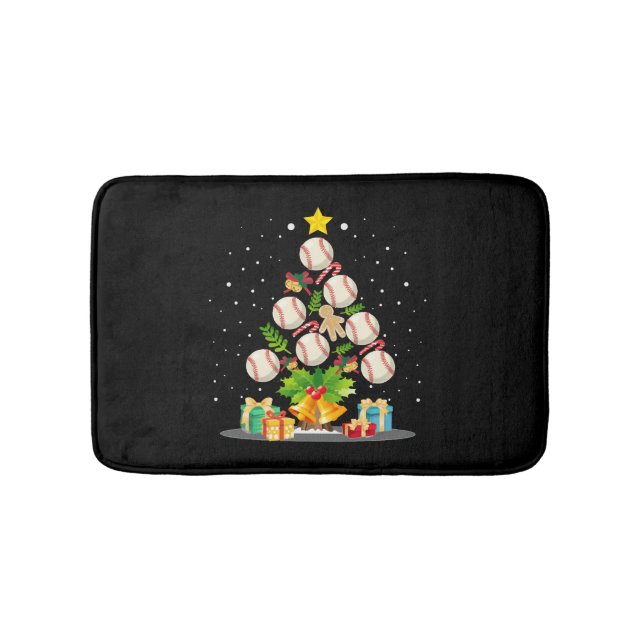 baseball christmas tree bath mat (Front)