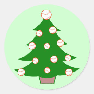 Baseball Christmas Tree Classic Round Sticker